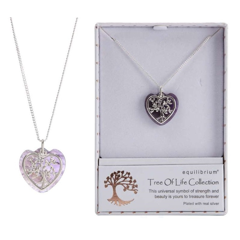 Equilibrium Tree of Life Amethyst 2PC Gemstone Necklace